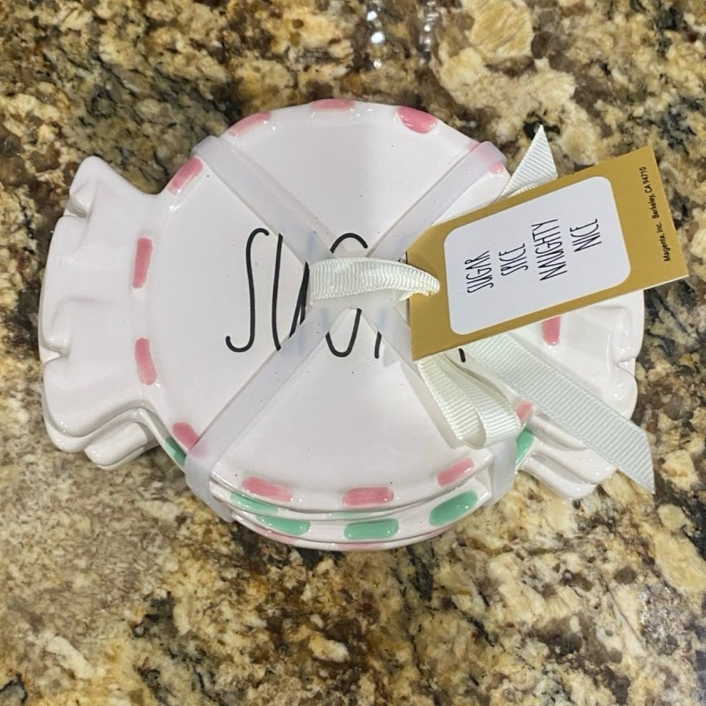 Rae Dunn Candy shaped coaster set of 4- SUGAR, SPICE, NAUGHTY, NICE - Brand new
